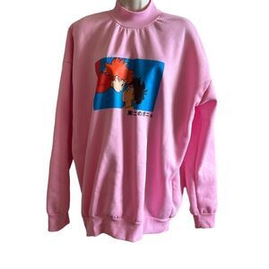 Unbranded ~ PONYO ~ Pink Mock Turtleneck Sweatshirt ~ size Large